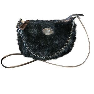 SHARIF Black Faux Fur Handbag Crossbody Handbag 2000s